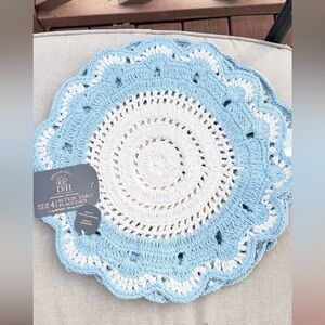 Blue and White Crochet table placemats set of 4